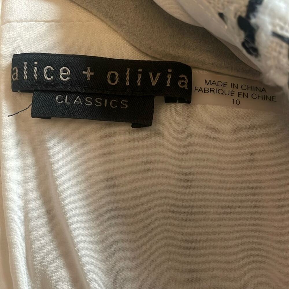 Alice and Olivia Sleeveless Tweed Dress Black and White Tuxedo Size 10 Preppy - Picture 4 of 7